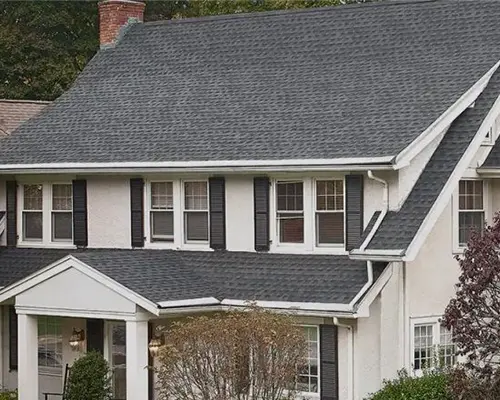 Home with black shingles on roof